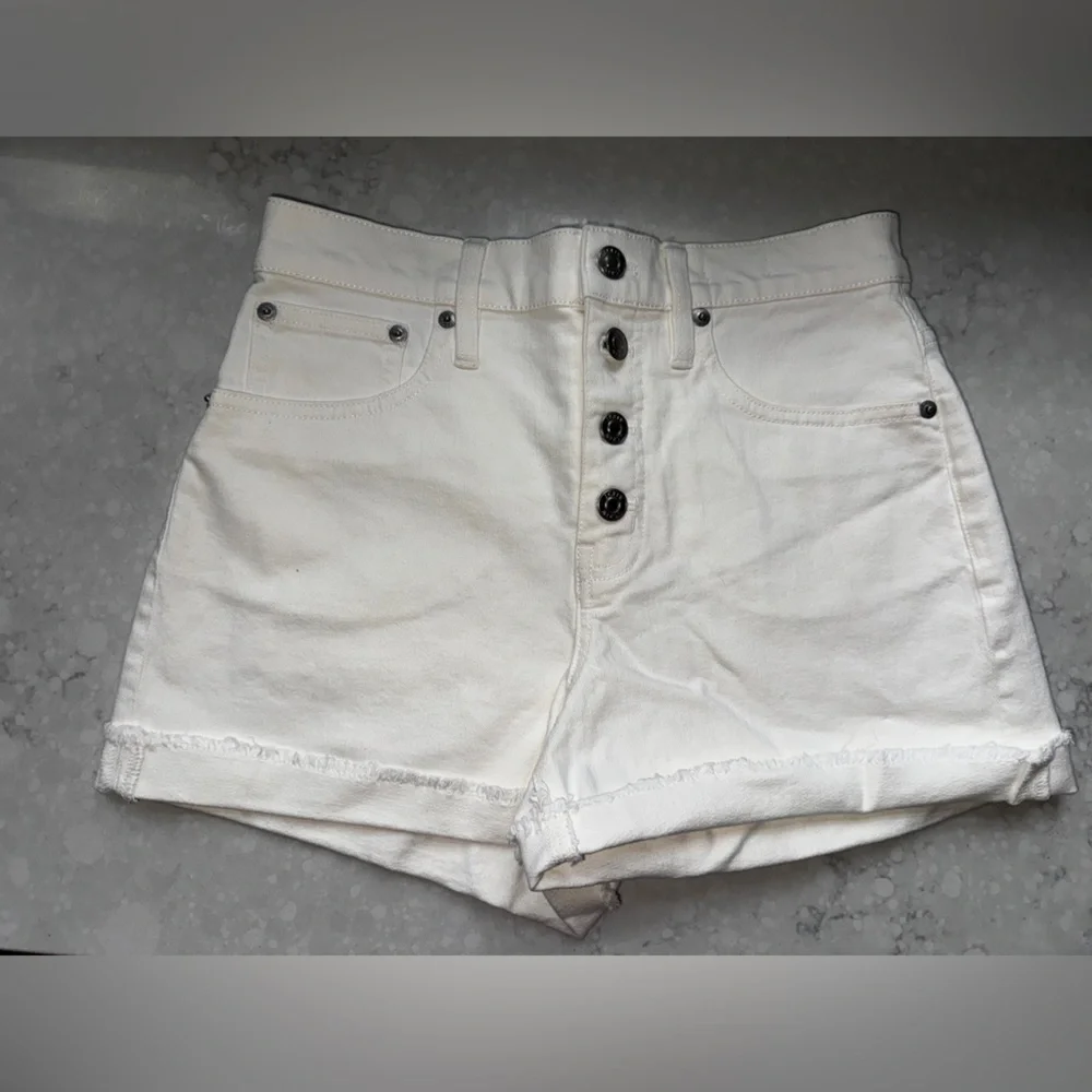 J.Crew Shorts Womens High Rise Button Fly‎ White Denim